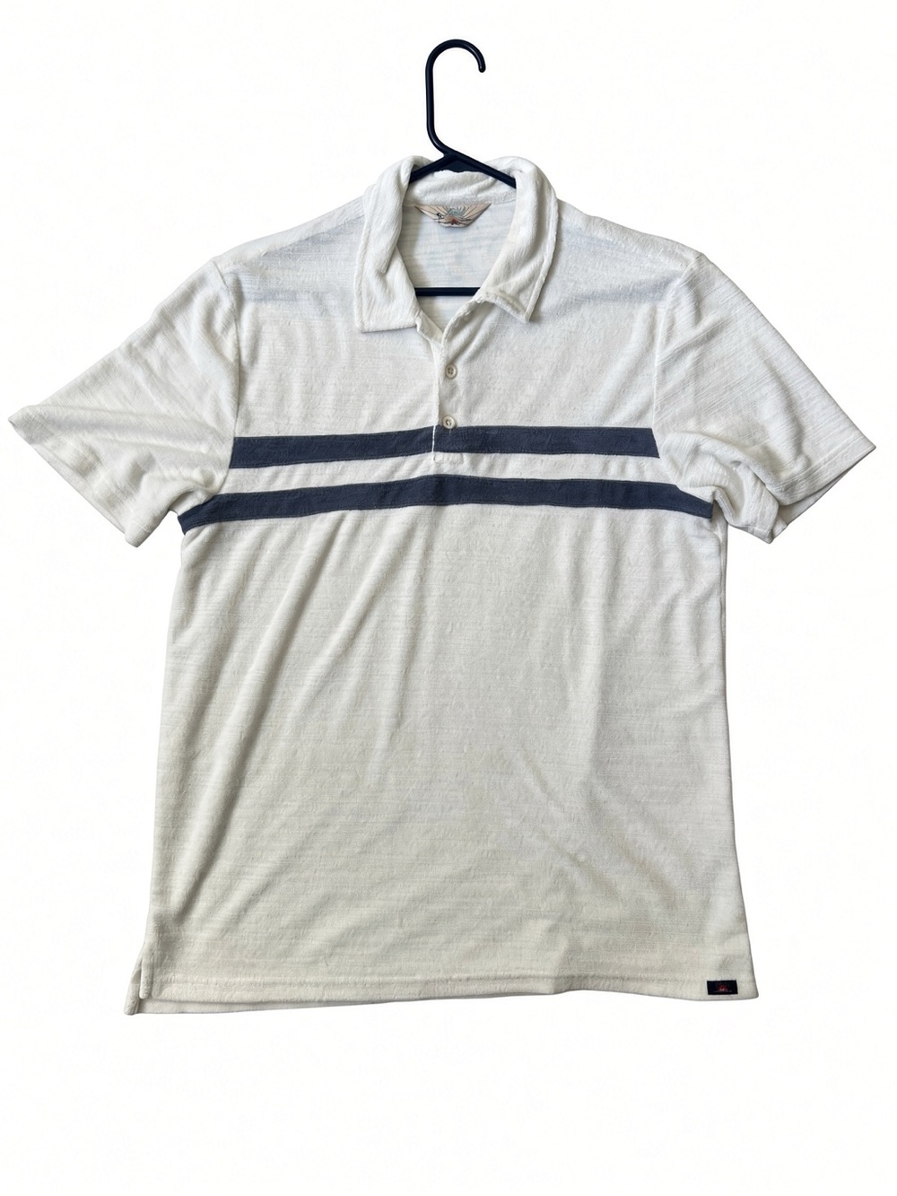 Faherty Cabana Towel Terry Surf Stripe Polo Large - Picture 2 of 8